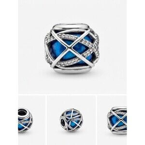 RARE Authentic Pandora Blue Galaxy Celestial Star Charm S925 Silver Retired